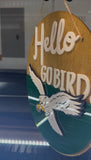 Go Birds HELLO Sign – 11.5" Acrylic & Wood Door Hanger