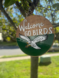 Go Birds Welcome Sign – 11.5" Acrylic & Wood Door Hanger