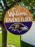 Ravens Flock Door Hanger –  Acrylic & Wood Door Hanger